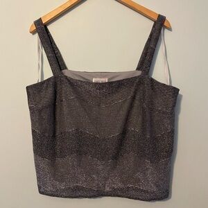 Dress Savvy Metallic Silver Blouse Large